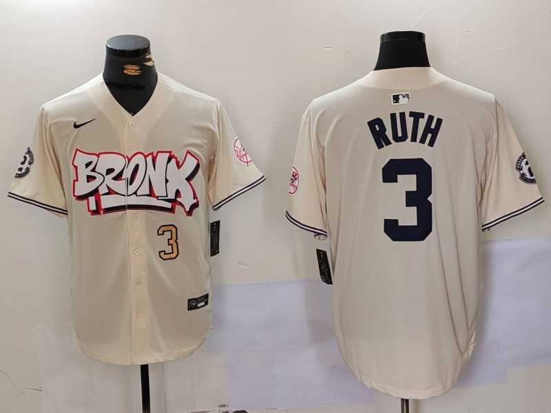 Men's New York Yankees #3 Babe Ruth Cream Limited Stitched Baseball Jerseys,We sell and wholesale Men's New York Yankees #3 Babe Ruth Cream Limited Stitched Baseball Jerseys on line form chian!